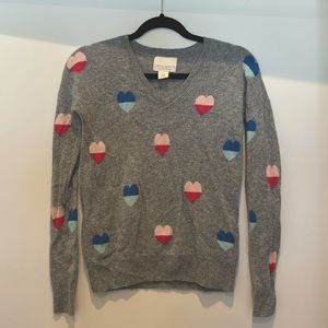 Heart Print 100% Cashmere Sweater (S) - Cynthia Rowley - Valentine’s Day Fit